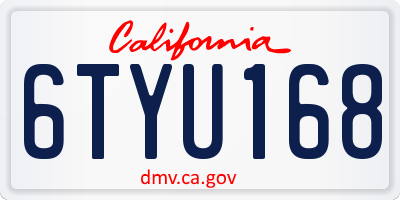 CA license plate 6TYU168
