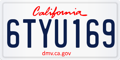 CA license plate 6TYU169