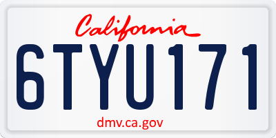 CA license plate 6TYU171