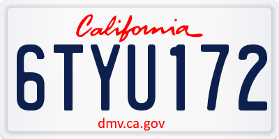 CA license plate 6TYU172