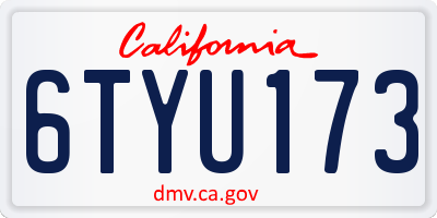 CA license plate 6TYU173