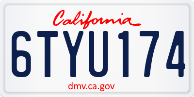 CA license plate 6TYU174