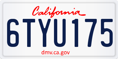 CA license plate 6TYU175