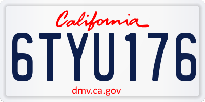 CA license plate 6TYU176