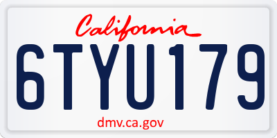 CA license plate 6TYU179