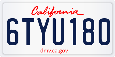 CA license plate 6TYU180