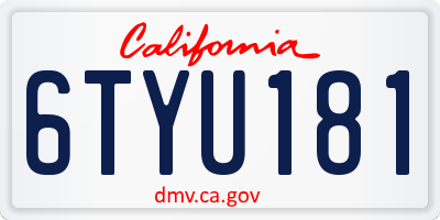 CA license plate 6TYU181