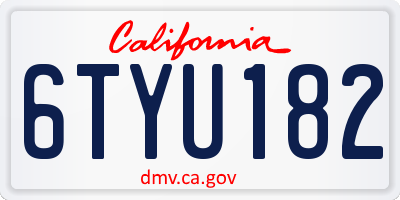 CA license plate 6TYU182
