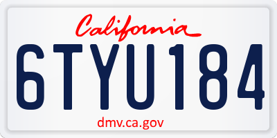 CA license plate 6TYU184