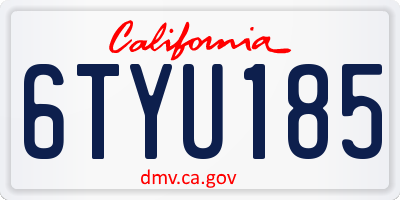 CA license plate 6TYU185