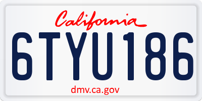 CA license plate 6TYU186