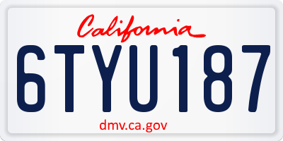 CA license plate 6TYU187