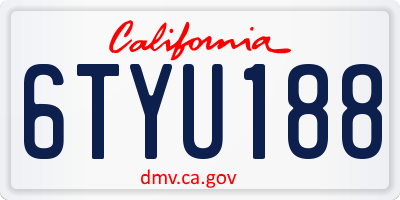 CA license plate 6TYU188