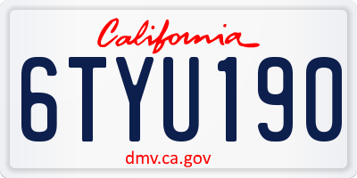 CA license plate 6TYU190