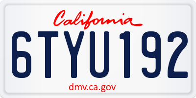 CA license plate 6TYU192