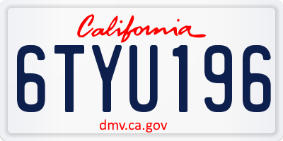 CA license plate 6TYU196