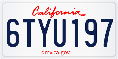 CA license plate 6TYU197