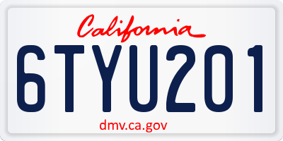 CA license plate 6TYU201