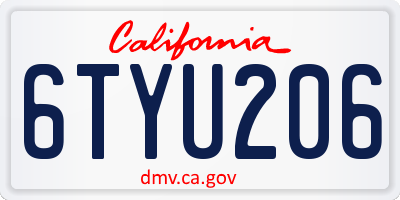 CA license plate 6TYU206