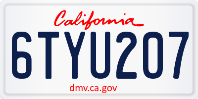 CA license plate 6TYU207