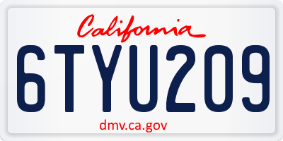 CA license plate 6TYU209
