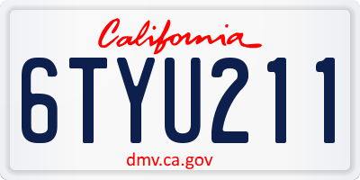 CA license plate 6TYU211