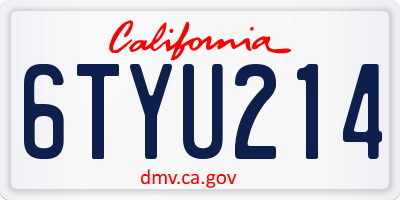 CA license plate 6TYU214