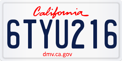 CA license plate 6TYU216