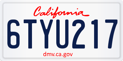 CA license plate 6TYU217