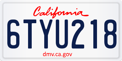 CA license plate 6TYU218