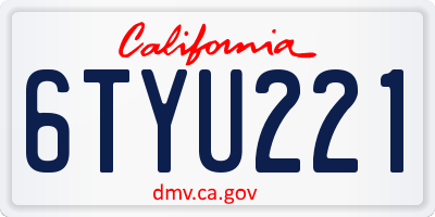 CA license plate 6TYU221