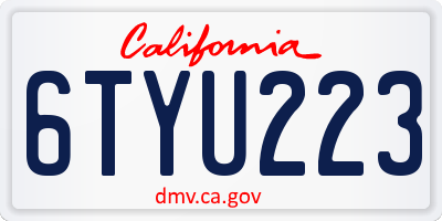 CA license plate 6TYU223