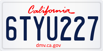 CA license plate 6TYU227