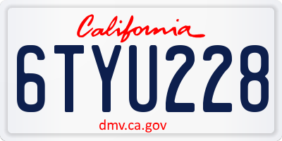 CA license plate 6TYU228