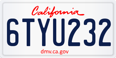 CA license plate 6TYU232