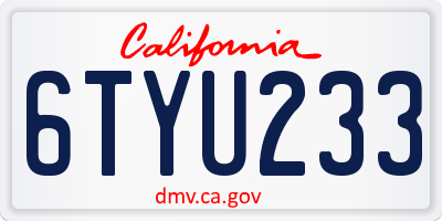 CA license plate 6TYU233