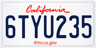 CA license plate 6TYU235