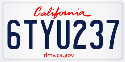 CA license plate 6TYU237