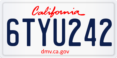 CA license plate 6TYU242