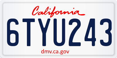 CA license plate 6TYU243