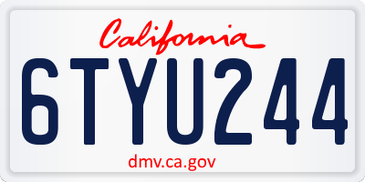 CA license plate 6TYU244