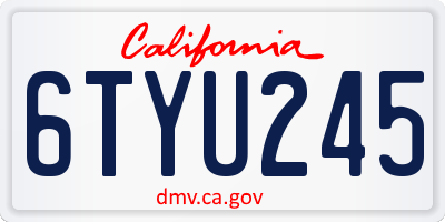 CA license plate 6TYU245