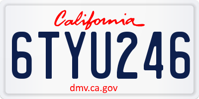 CA license plate 6TYU246