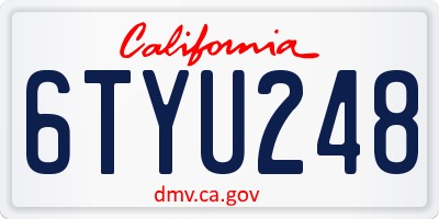 CA license plate 6TYU248