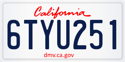 CA license plate 6TYU251