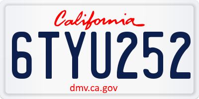 CA license plate 6TYU252