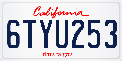 CA license plate 6TYU253