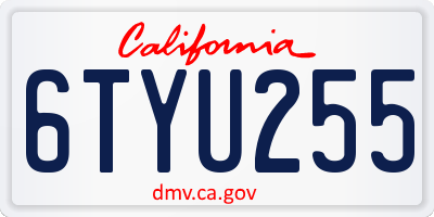 CA license plate 6TYU255