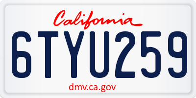 CA license plate 6TYU259