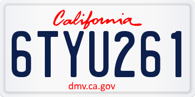 CA license plate 6TYU261